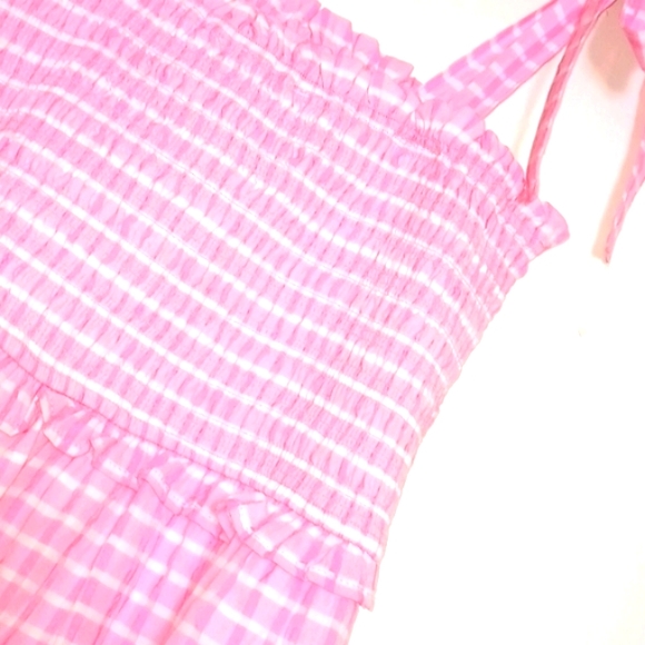 STEVE MADDEN PINK SLEEVELESS SMOCKED BODICE MAXI CRINKLE DRESS - Picture 4 of 4